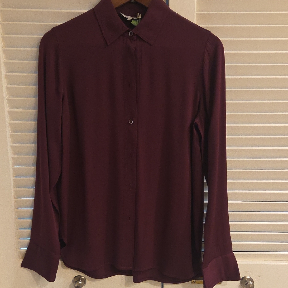 Women's Burgundy Silk Shirt